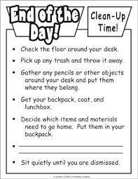 End Of The Day Clean Up Time Chart Printable Charts And