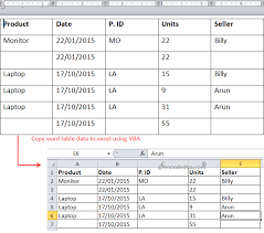 from word to excel using vba