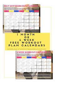 1 month or 4 week workout plan calendar