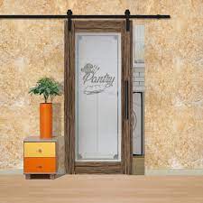 pantry barn door with glass insert with