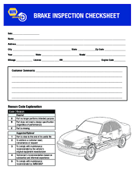 brake inspection checklist napa