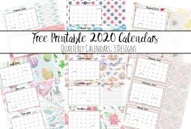 Free Printable 2020 Quarterly Calendars With Holidays 3 Designs