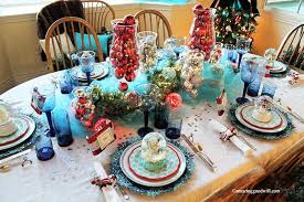 blue christmas festive holiday table
