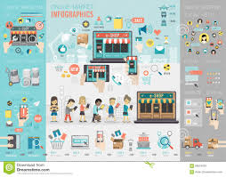 Online Market Infographic Set With Charts And Other Elements
