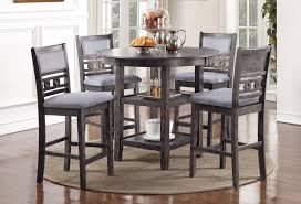There is a matching side board to add to this collection as well. New Classic Furniture Gia D1701 52s Gry Counter Height Dining Table And Chair Set With 4 Chairs And Circle Motif Del Sol Furniture Dining 5 Piece Sets