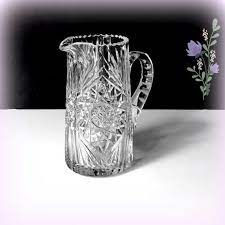 Antique Crystal Cut Glass Water Pitcher