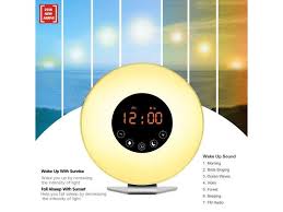 Wake Up Light Alarm Clock Sunrise Simulation Digital Alarm Clock 6 Natural Sounds Fm Radio Smart Snooze Sunset Function Touch Control 7 Colors Night Light With Usb Charger Newegg Com