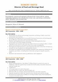 Fields related to food and beverage supervisor career: Director Of Food And Beverage Resume Samples Qwikresume