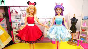 Chị em Barbie đi mua sắm váy và giày - shop quần áo búp bê / Phim hoạt hình  búp bê Ami Channel - YouTube