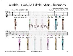 Recorder Songs Twinkle Twinkle Little Star Duet
