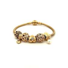 pandora 14k gold bracelet with 6 bead