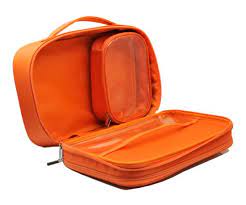 makeup kit cosmetic brush bag orange