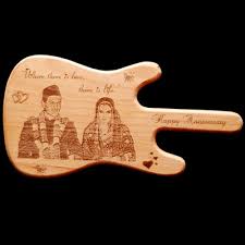 personalised guitar shape wooden finish