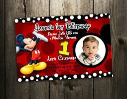 Mickey Mouse Birthday Invitation Party Card Photo Invites 1st N4 9 Designs Ebay