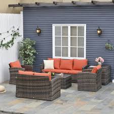 Outsunny 6 Piece Outdoor Rattan Wicker