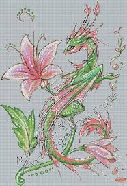 Wild Flower Dragon Emailed Pdf Cross Stitch Chart