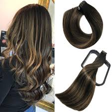 Highlights on dark hair cut across the board because they work fresh and new. Amazon Com Aison Natural Black To Chestnut Brown Highlight Black Piano Color Ombre Hair Extensions 20 Inch 50g 20pcs Remy Human Hair Ombre Tape In Hair Extensions Seamless Straight Hair Beauty