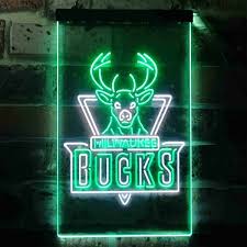 Purple, green, silver and white. Milwaukee Bucks Logo Neon Like Led Sign Fansignstime