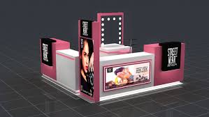 cute pink color cosmetic service booth