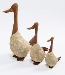 Garden Ornament Geese Resin And