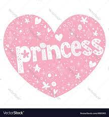 Princess heart shaped lettering design Royalty Free Vector