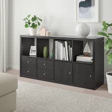 This ikea hack is great for smaller spaces. Kallax Shelving Unit With 4 Inserts Black Brown Ikea