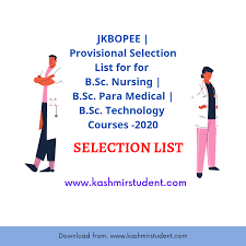 jkbo provisional selection list