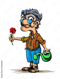 Cartoon Ilration Of Old Man With