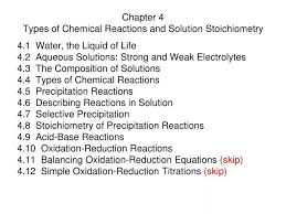 Chapter 4 Types Of Chemical Reactions