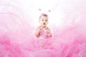 Baby Girl In Pink Dress Beautiful Child Portrait Cute Infant Kid