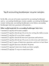 Top 8 Accounting Bookkeeper Resume Samples