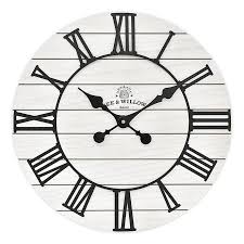 Rustic Wood 18 Inch Wall Clock In White