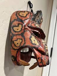 Wooden African Mask Wall Hanging Hand