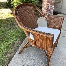 sea gr and bamboo chair with cushion