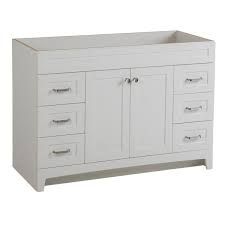 W vanity in pearl gray with white vanity top has classic styling that will complement a wide variety of bath or powder room decor. Home Decorators Collection Thornbriar 48 In W X 21 In D Bathroom Vanity Cabinet In Polar White Tb4821 Wh The Home Depot