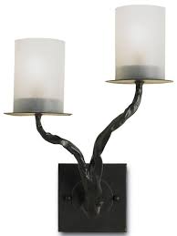 two branch black wall sconce by currey