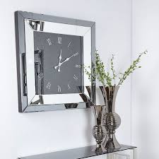 Smoked Glass Mirrored Square Wall Clock