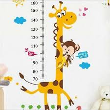 Giraffe Kids Height Animal Decal Decor Wall Sticker Chart Measure Growth 6l Ebay