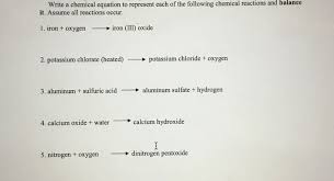 solved write a chemical equation to