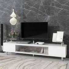 Tv Console Table Tempered Glass Sliding