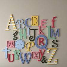 Wooden Alphabet Letters Set Painted