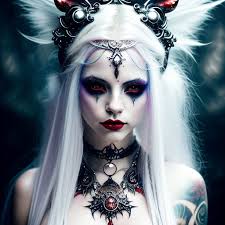 goth succubus mother with white mohawk