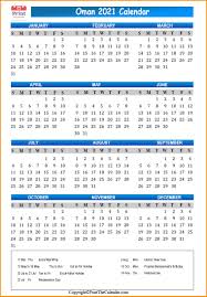 Annual calendar 2021 with calendar weeks and public holidays for russia. Oman Holidays 2021 2021 Calendar With Oman Holidays