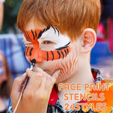 24 pieces face paint stencils face body