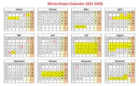 Kalender 2021 zum ausdrucken gratis. Winterferien 2021 Nrw Kalender Schulferien Kalender