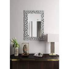 Kohros Modern Rectangular Crystal Framed Decorative Wall Mirror Silver