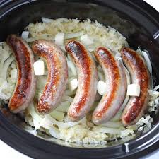 crockpot brats and sauer whole