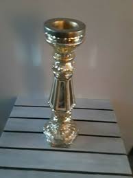 Large Mercury Glass Pillar Candlestick