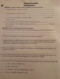 Solved Chemical Formulas And Equations