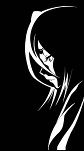 sad anime black and white